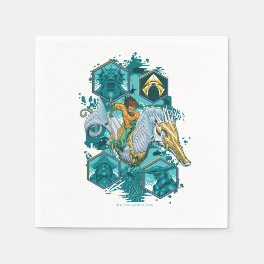 Serviette En Papier Équitation Aquaman À Cheval Dans Les Royaumes (Devant)