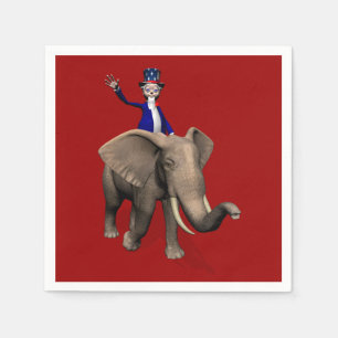 Serviette En Papier Équitation d'Oncle Sam sur l'éléphant