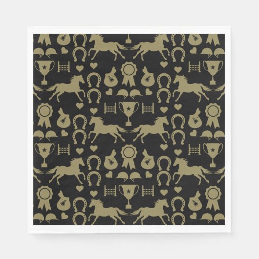 Serviette En Papier Équitation Or (Devant)