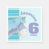 Serviette En Papier équitation whimsical pony bleu fête d'anniversaire (Devant)