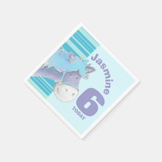 Serviette En Papier équitation whimsical pony bleu fête d'anniversaire (Coin)