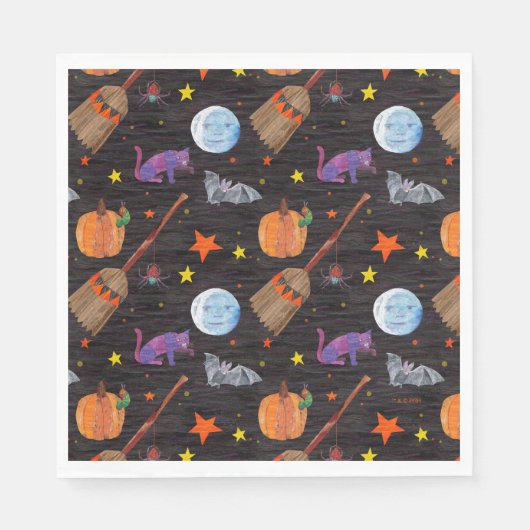 Serviette En Papier Eric Carle | Caterpillar Black Halloween Motif (Devant)