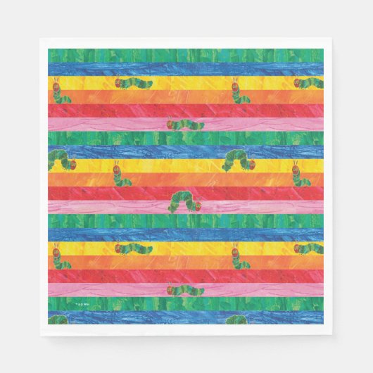 Serviette En Papier Eric Carle | Caterpillar Rainbow Stripe Motif (Devant)