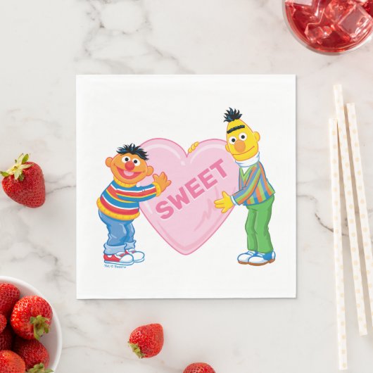 Serviette En Papier Ernie & Bert Big Valentine's Heart (En situation)