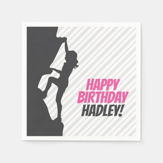 Serviette En Papier Escalade rose Rock Anniversaire | Personnalisation (Devant)