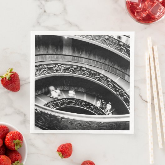 Serviette En Papier Escalier spiral noir et blanc (En situation)