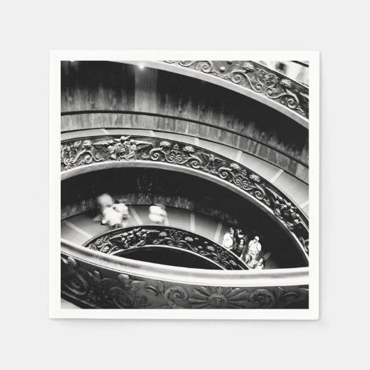 Serviette En Papier Escalier spiral noir et blanc (Devant)