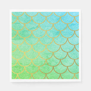 Serviette En Papier Escaliers de sirène d'or Parties scintillant Turqu