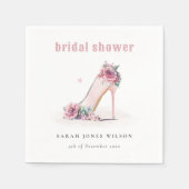 Serviette En Papier Escarpins Rose Pâle Fleurs Tendre Mariage (Devant)