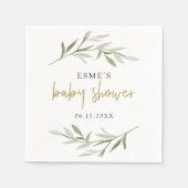 Serviette En Papier ESME Bohemian Green & Gold Baby shower (Devant)