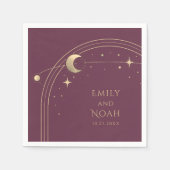 Serviette En Papier Espace astronomique mystique Plum Gold Sun Moon (Devant)