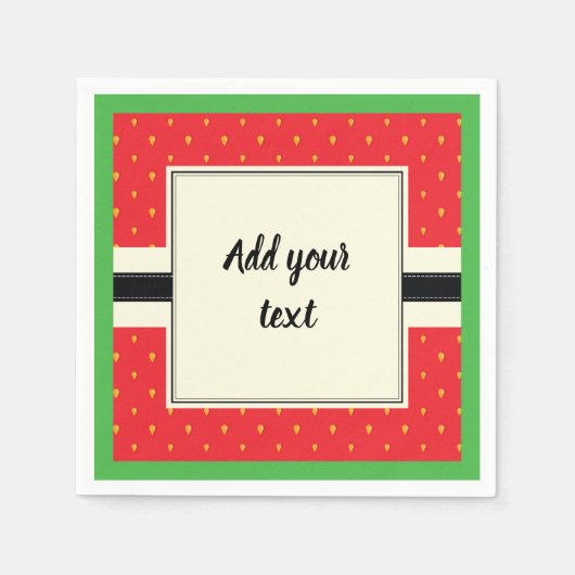 Serviette En Papier Espace de texte vert rouge aux fraises (Devant)