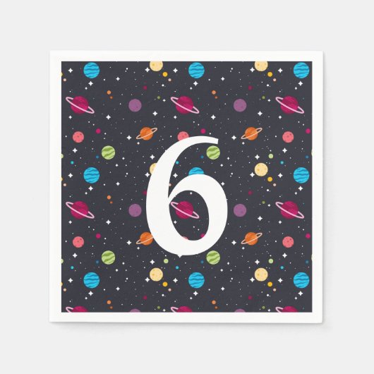 Serviette En Papier Espace extérieur avec anniversaire d'étoiles (Devant)
