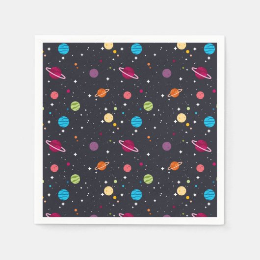Serviette En Papier Espace extérieur avec étoiles (Devant)