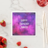 Serviette En Papier Espace rose et violet & Étoiles Faux Galaxy Annive (En situation)