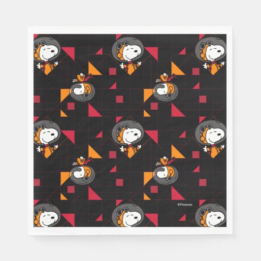 Serviette En Papier ESPACE | Snoopy Space Suit Motif noir (Devant)
