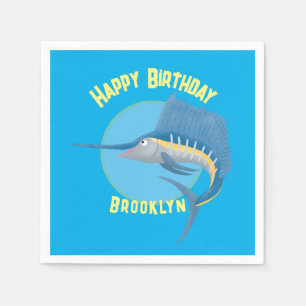 Serviette En Papier Espadon voilier personnalisées dessin d'anniversai