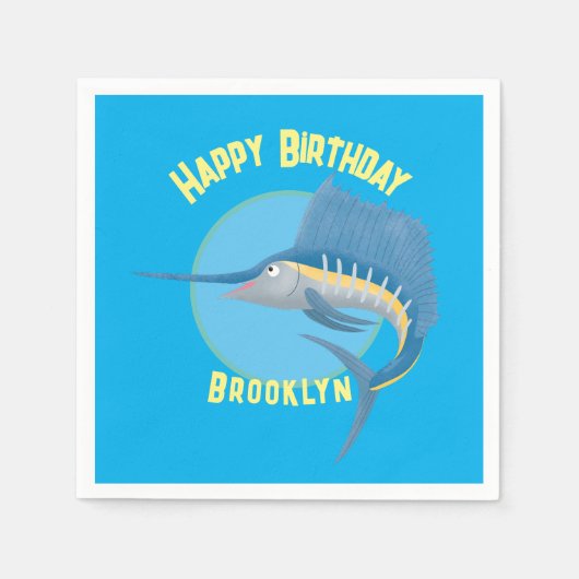 Serviette En Papier Espadon voilier personnalisées dessin d'anniversai (Devant)