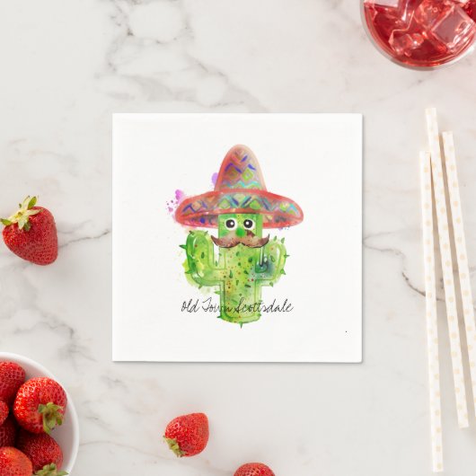 Serviette En Papier Espagnol Cactus Mustache Casquette Fiesta Texte Ar (En situation)