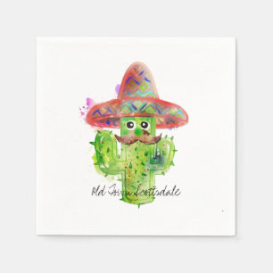 Serviette En Papier Espagnol Cactus Mustache Casquette Fiesta Texte Ar