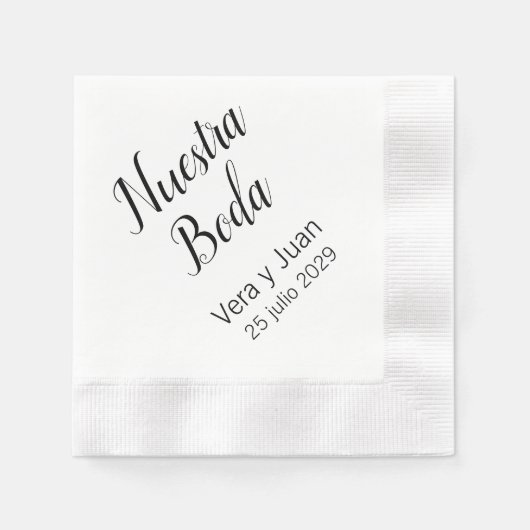 Serviette En Papier Espagnol Nuestra Boda Mariage personnalisé serviet (Devant)
