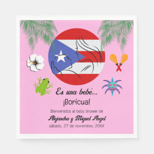 Serviette En Papier Espagnol Porto Rico Boricua Girl Baby shower rose