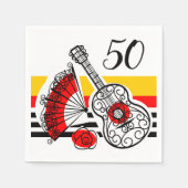 Serviette En Papier Espagnol Souvenirs Classic Stripe 50 Age (Devant)