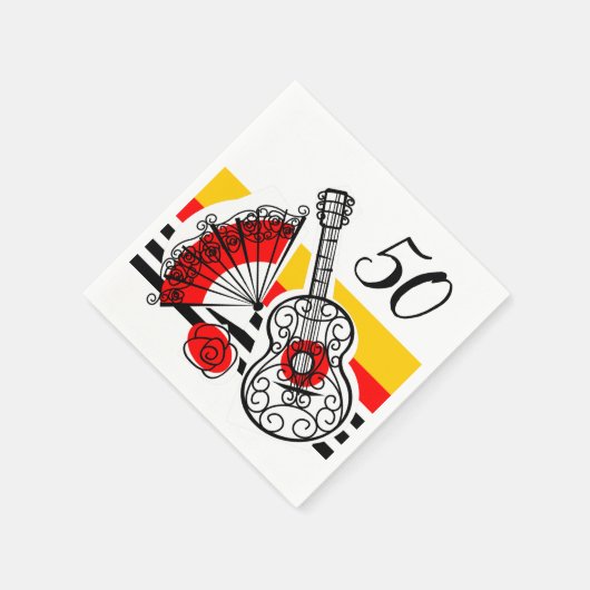 Serviette En Papier Espagnol Souvenirs Classic Stripe 50 Age (Coin)