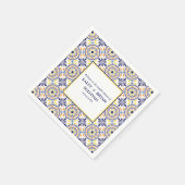 Serviette En Papier Espagnol Tile Jaune mariage méditerranéen V1 (Coin)