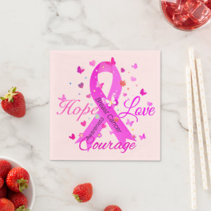 Serviette En Papier Espoir Amour Courage Cancer du Sein
