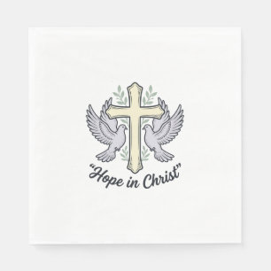 Serviette En Papier Espoir en Christ Colombe Croix Design Chrétien Vin