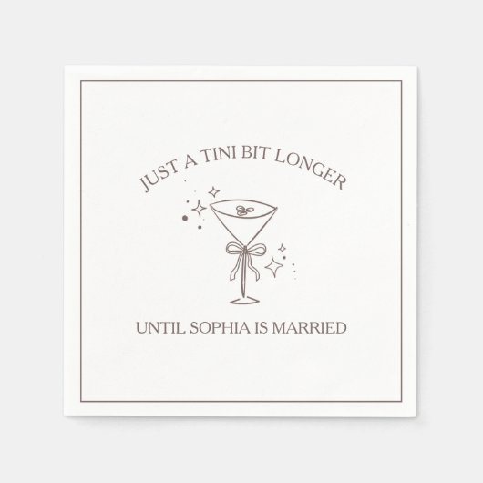 Serviette En Papier Espresso Martini Bachelorette "Tini Bit Longer" (Devant)
