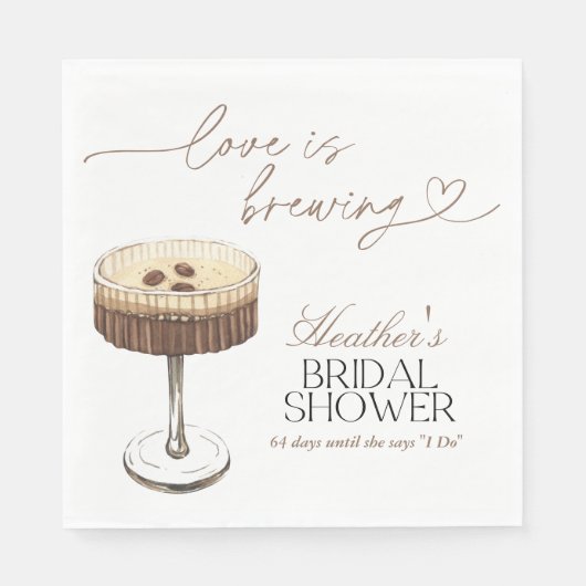 Serviette En Papier Espresso Martini Love Is Brewing Bridal Shower  (Devant)