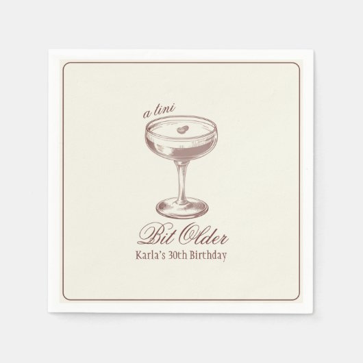 Serviette En Papier Espresso Tini Bit Anniversaire Élégant (Devant)
