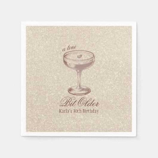 Serviette En Papier Espresso Tini Bit Anniversaire Or Élégant (Devant)