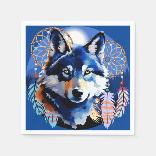 Serviette En Papier Esprit animal indigène Wolf (Devant)
