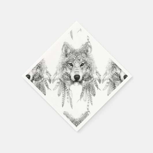 Serviette En Papier Esprit de loup tribal (Coin)