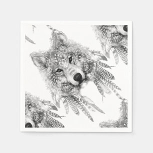 Serviette En Papier Esprit tribal de loup
