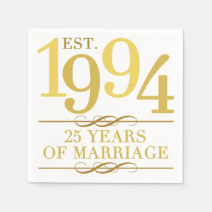 Serviette En Papier Est. 25e anniversaire du Mariage 1994