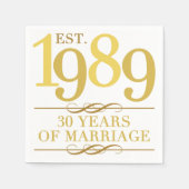 Serviette En Papier Est. 30e anniversaire du Mariage 1989 (Devant)