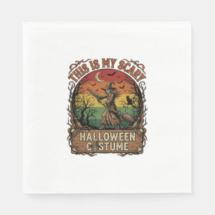 Serviette En Papier Est Costume d'Halloween Sorcière Broom Cat Effraya