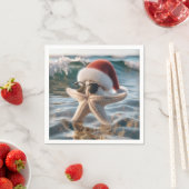 Serviette En Papier Estarfish de Noël dans l'océan (En situation)