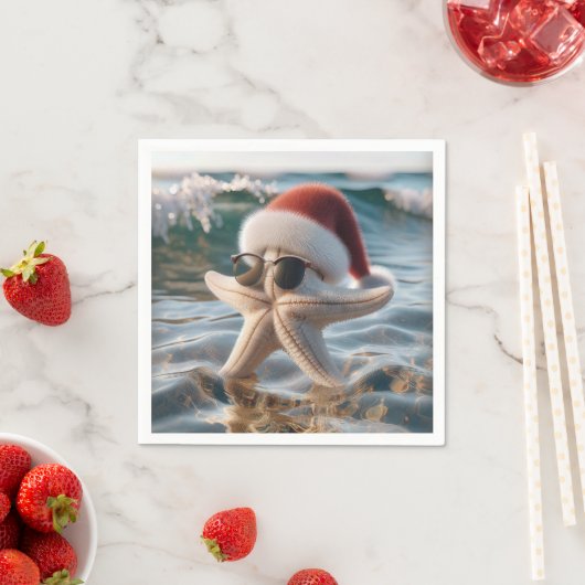 Serviette En Papier Estarfish de Noël dans l'océan (En situation)