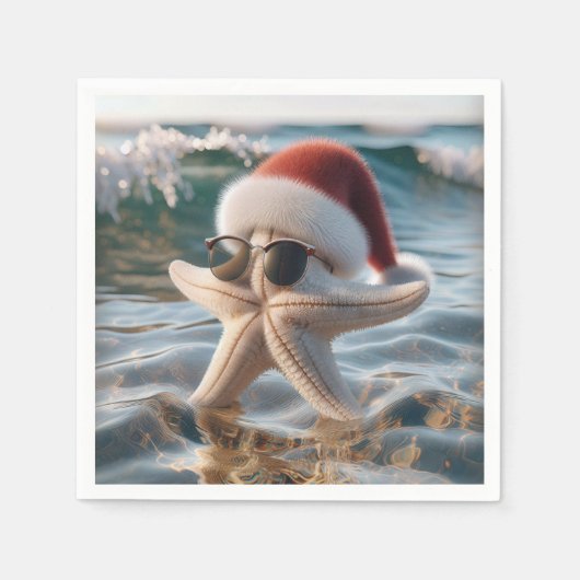 Serviette En Papier Estarfish de Noël dans l'océan (Devant)