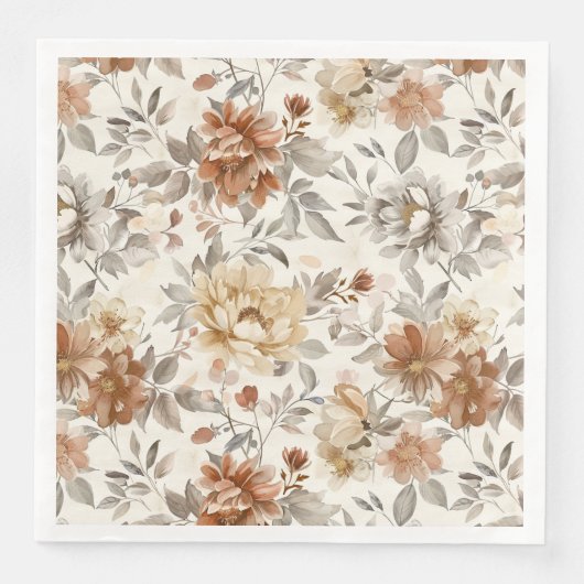 Serviette En Papier Esthétique Automne Cosy Motif Floral d'Automne (Devant)