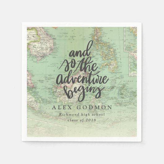 SERVIETTE EN PAPIER ET DONC L'AVENTURE COMMENCE (Devant)