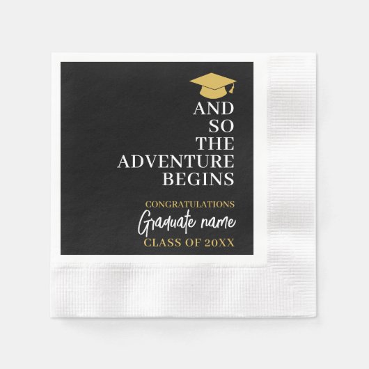Serviette En Papier Et Donc L'Aventure Commence La Graduation Black Go (Devant)
