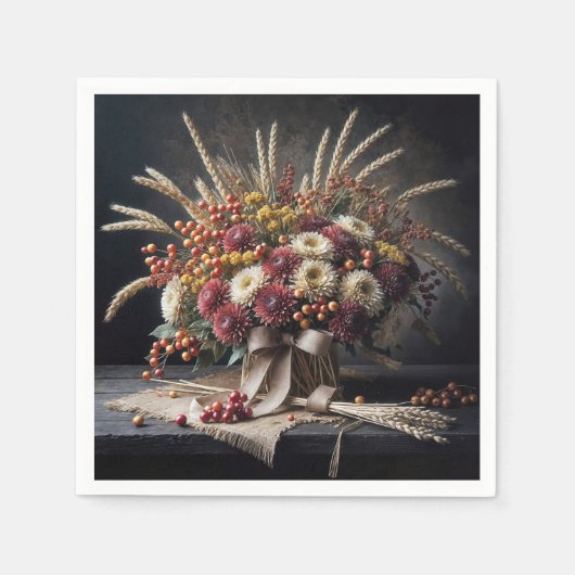 Serviette En Papier Étalons de blé d'automne et bouquet de maman (Devant)