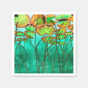 Serviette En Papier étang vert serein avec lilypads