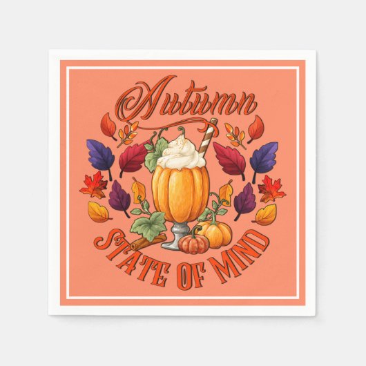 Serviette En Papier État D'Esprit Orange D'Automne (Devant)